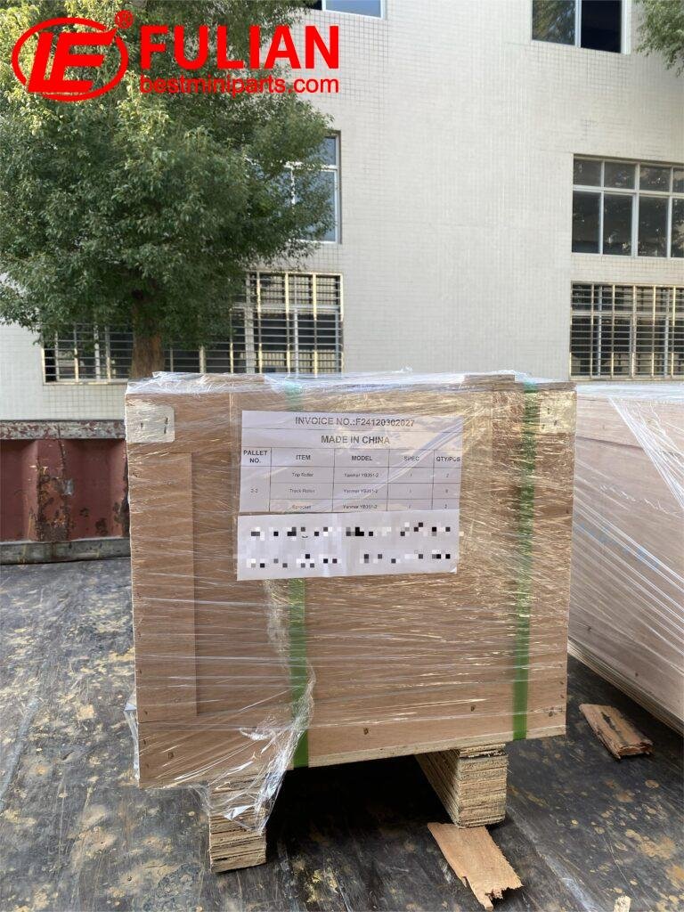 yanmar yb351 2 top rollers, bottom rollers & sprockets make their way to canada—another smooth fulian shipment! (1)