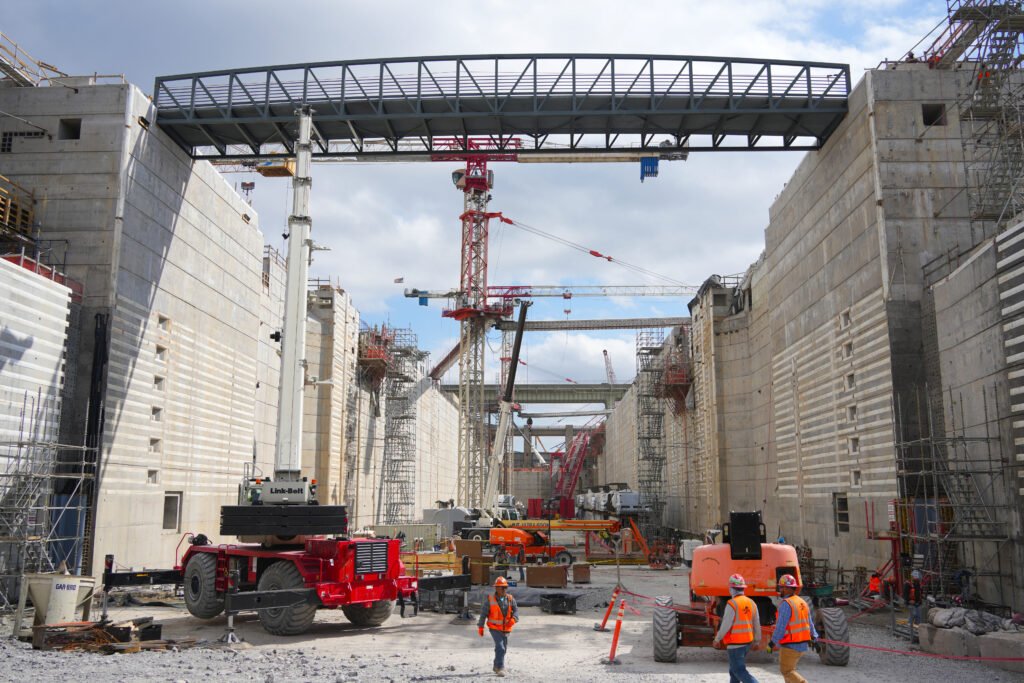 The Chickamauga Lock chamber is seen under construction on March 4, 2025 in Chattanooga, Tennessee.