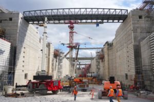 The Chickamauga Lock chamber is seen under construction on March 4, 2025 in Chattanooga, Tennessee.